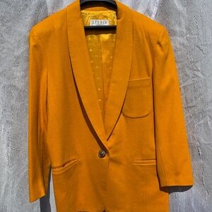 NWOT 80s Vintage Yellow Wool Studio Michelle Stuart Blazer Small Oversized
